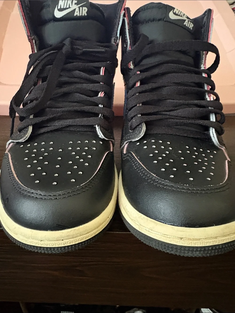 Nike Air Jordan Black High-Top Sneakers with Multicolor Piping EUC